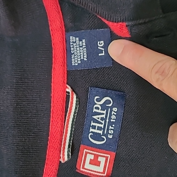 Chaps men's navy blue Polo style shirt size Large - Picture 7 of 7